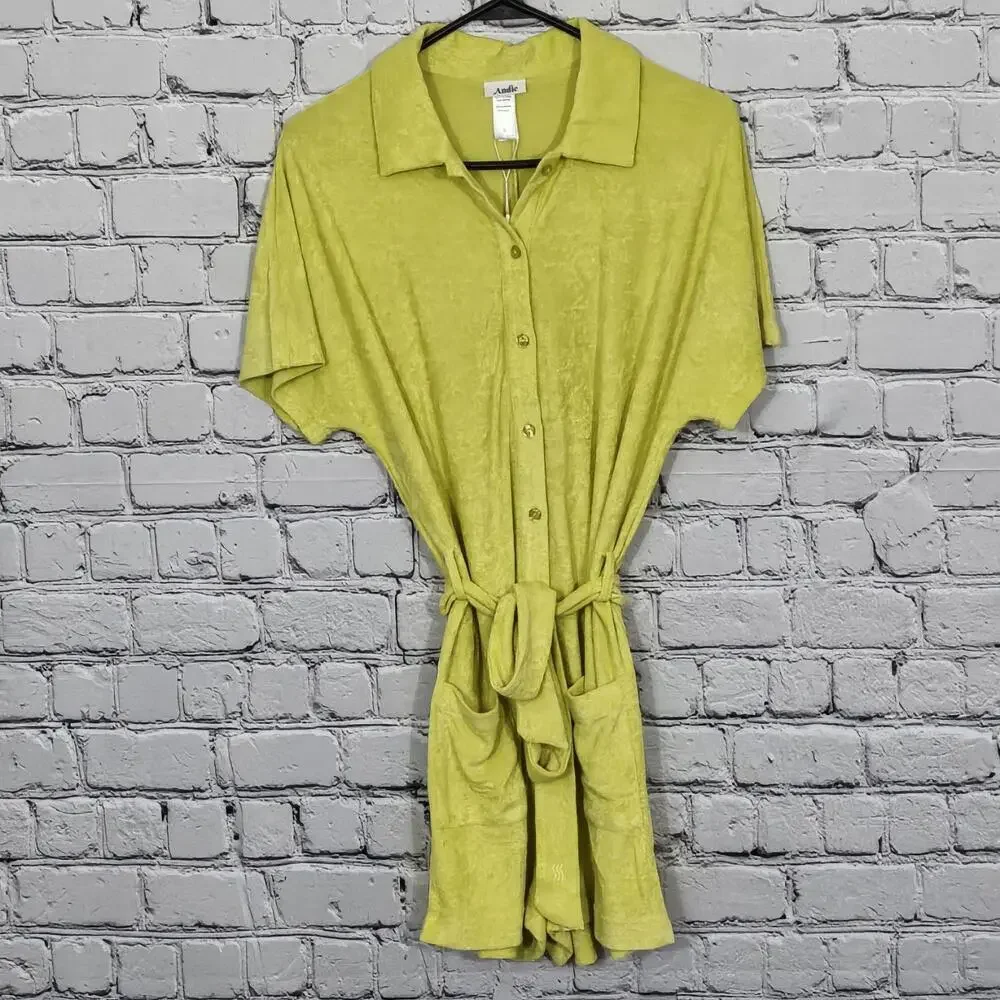 2/$30 Andie Swim Button-Up Palma Terry Romper Honeysuckle Size M
